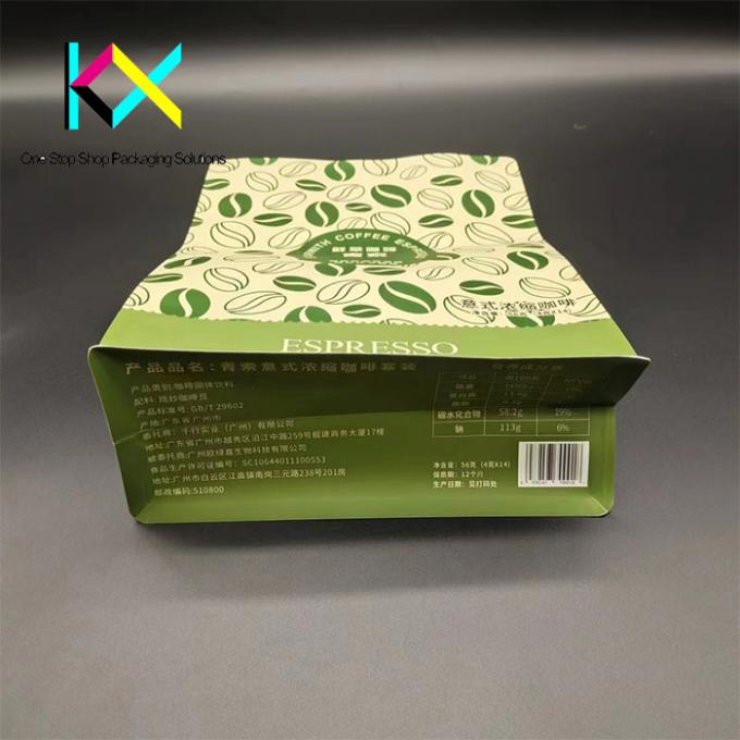 Impresión de papel kraft PLA bolsas de café biodegradables con válvula y cremallera 2