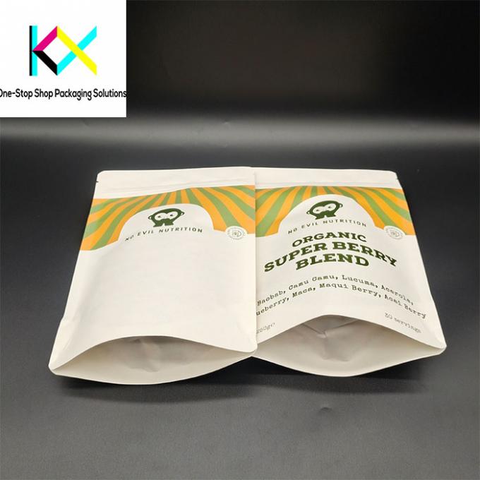 Bolsas de embalaje compostables impresas digitalmente Bolsas de embalaje biodegradables de papel Kraft blanco / material PLA 1