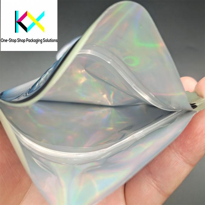 Bolsas de embalaje de snacks con bolsas de plástico metálicas con forma holográfica personalizada adoptan Spot UV para embalajes gomosos. 4
